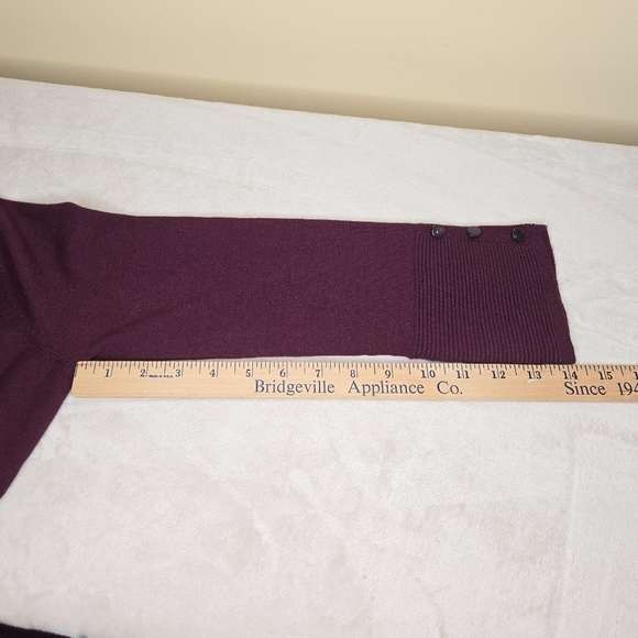 Evolution by Cyrus Open Front Ribbed Knit Detail Cardigan Size Small Ancho Chili - Picture 11 of 11